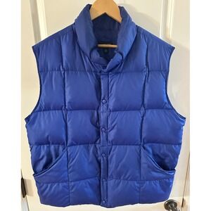 Lands' End Mens Down Puffer Vest Large Cobalt Blue Insulated Quilted 42-44